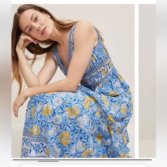 Ann Taylor Blue and Yellow Floral Maxi Dress - Picture 2 of 8